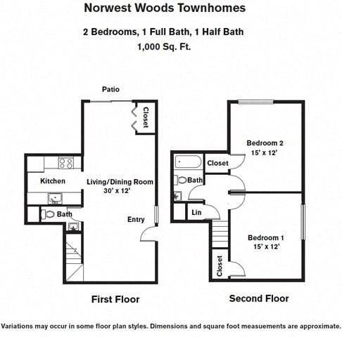 Floor plan 2 Bedroom - Townhome image 2