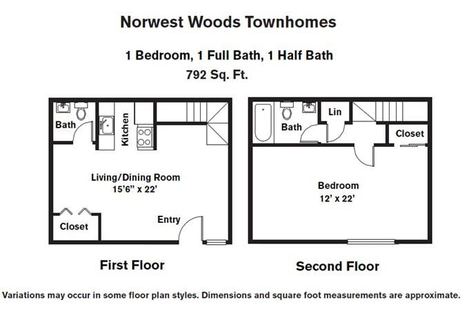 Click to view 1 Bed/ 1.5 Bath - Townhome floor plan gallery