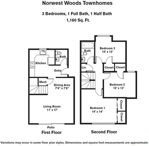 Click to view Floor plan 3 Bedroom - Townhome image 1