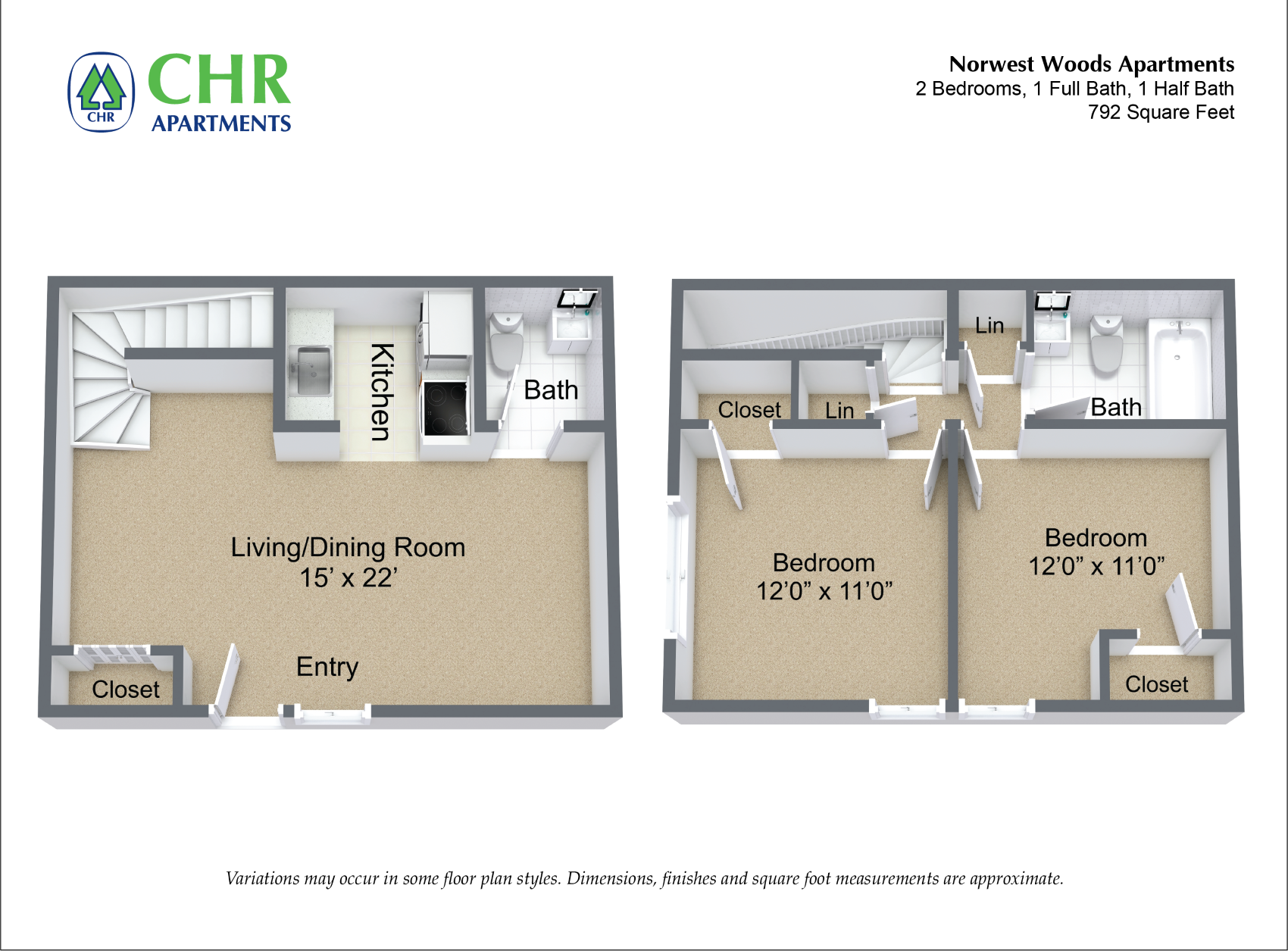 Floor plan 2 Bedroom - Townhome image 2