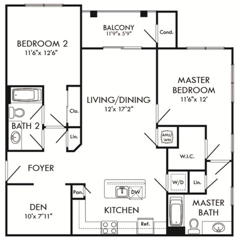 floor plan for 1711 Wisteria Pond Way, #208