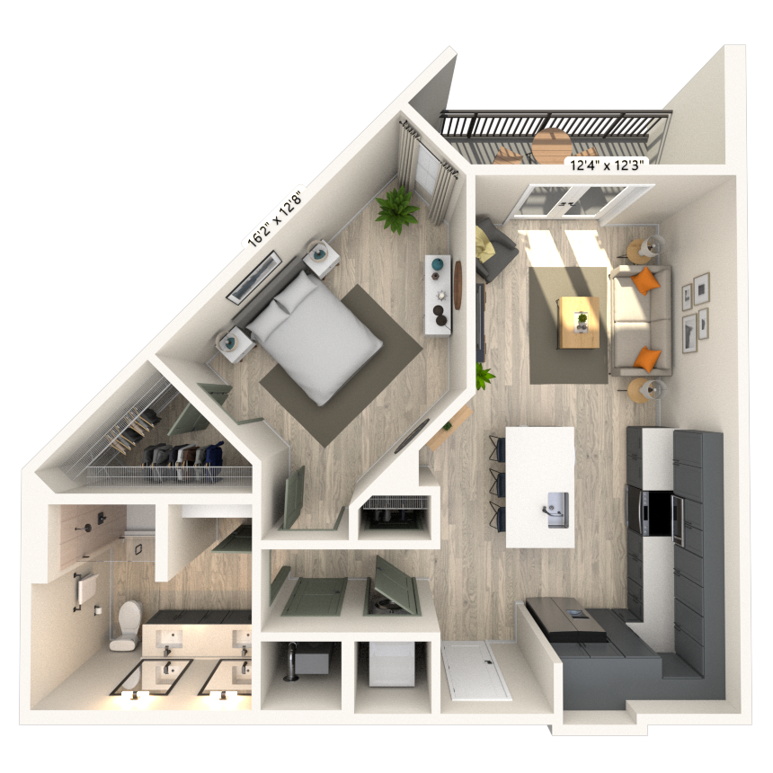 A4 1x1 728 SF-FP floor plan