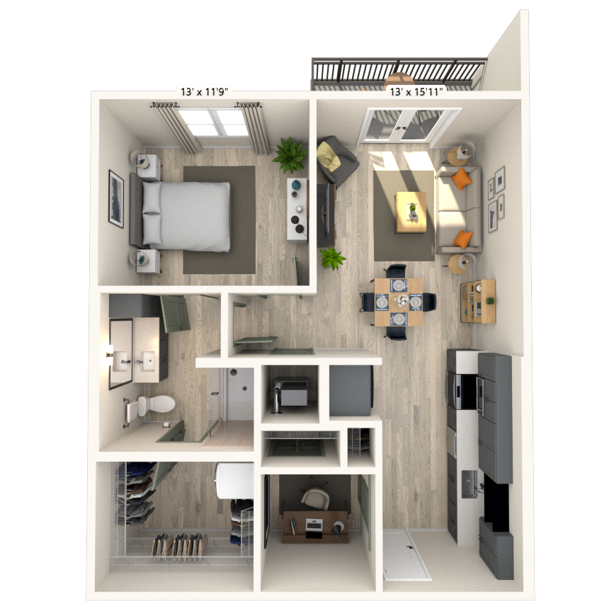 A8 1x1 780 SF-FP floor plan