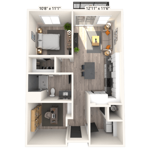 A10 1x1 817 SF-FP floor plan