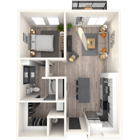 A6 1x1 720 SF-FP floor plan