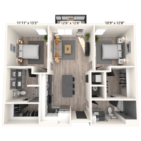 B1 2x2 1024 SF-FP floor plan