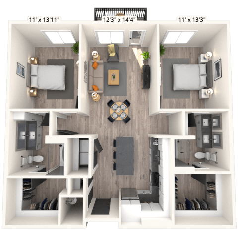 B4 2x2 1180 SF-FP floor plan