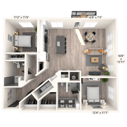 B6 2x2 1201 SF-FP floor plan