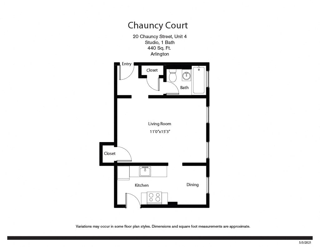 Click to view Floor plan Chauncy Court - Studio (Newly Renovated) image 3