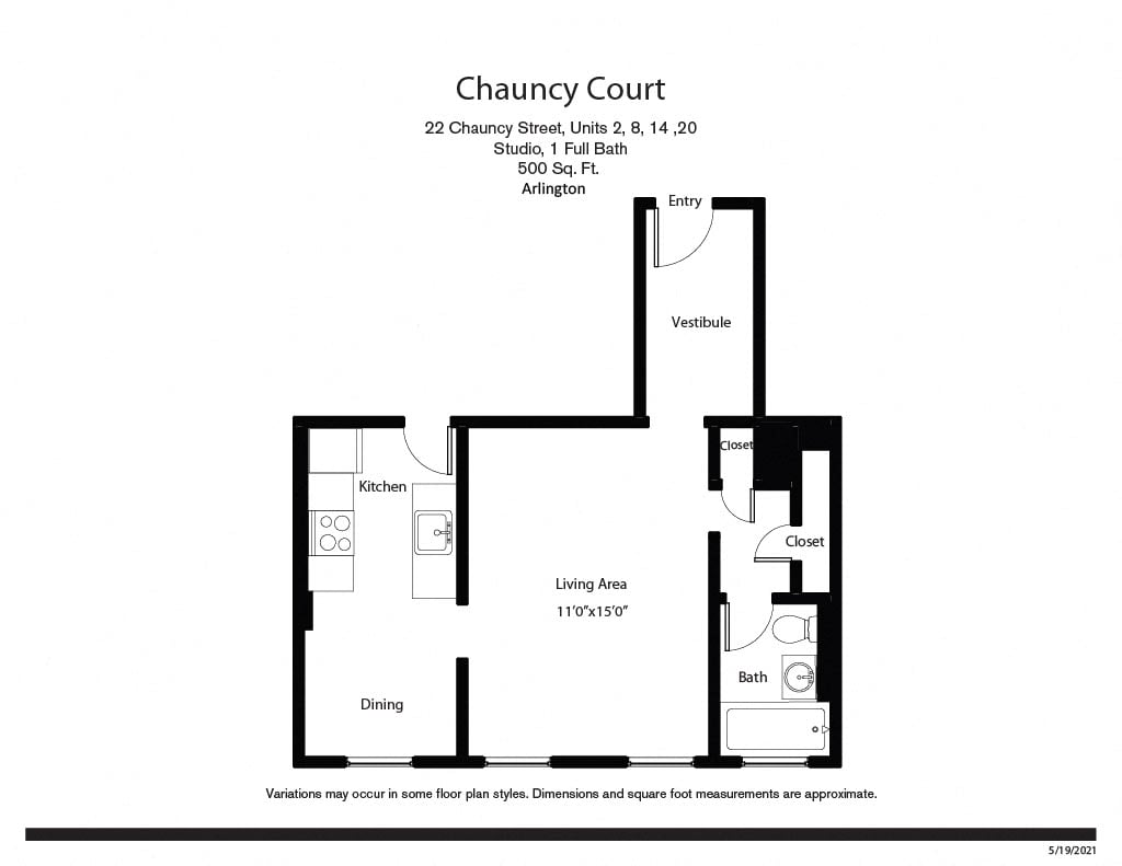 Click to view Floor plan Chauncy Court - Studio (Newly Renovated) image 1
