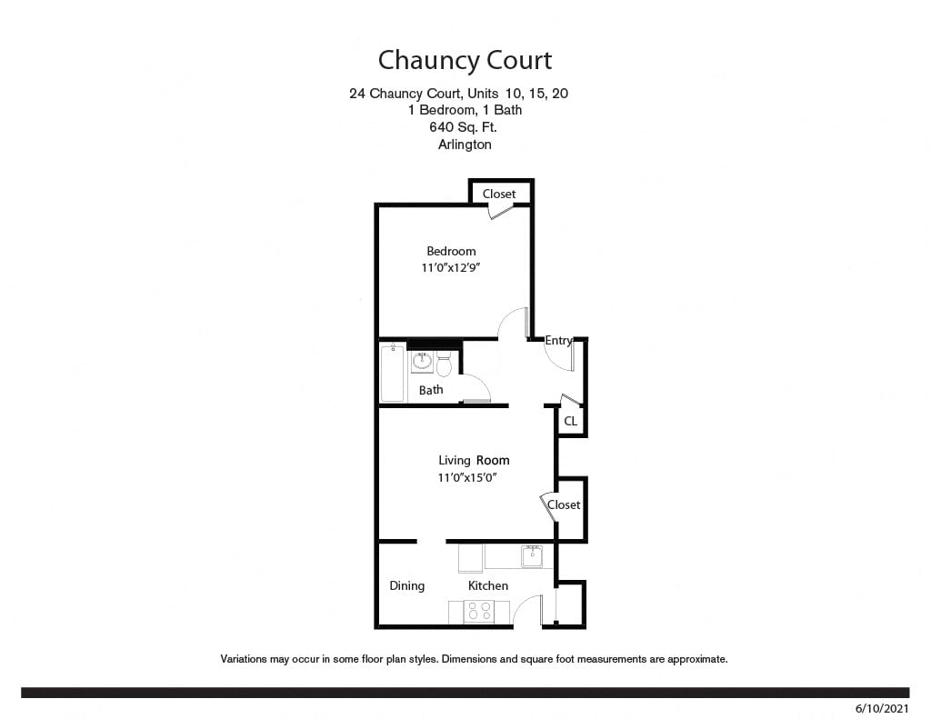 Click to view Floor plan Chauncy Court - 1 Bedroom (Newly Renovated) image 11