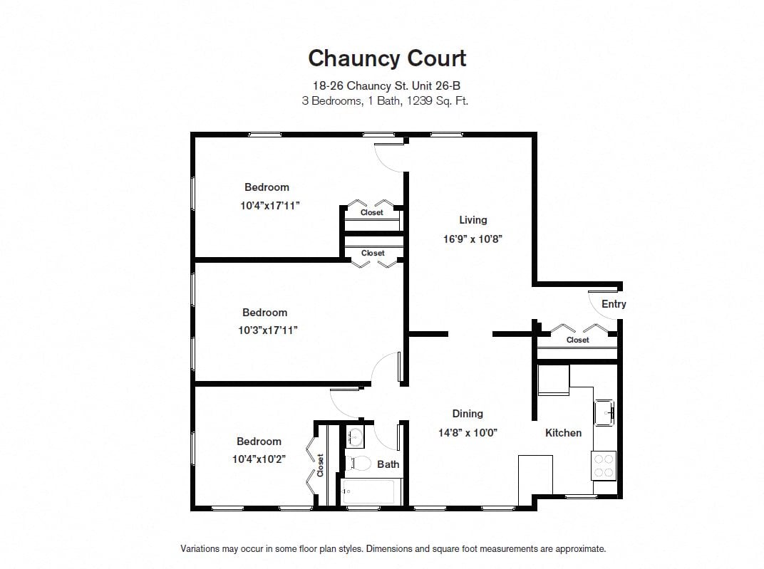 Click to view Chauncy Court - 3 Bedroom (Newly Renovated) floor plan gallery
