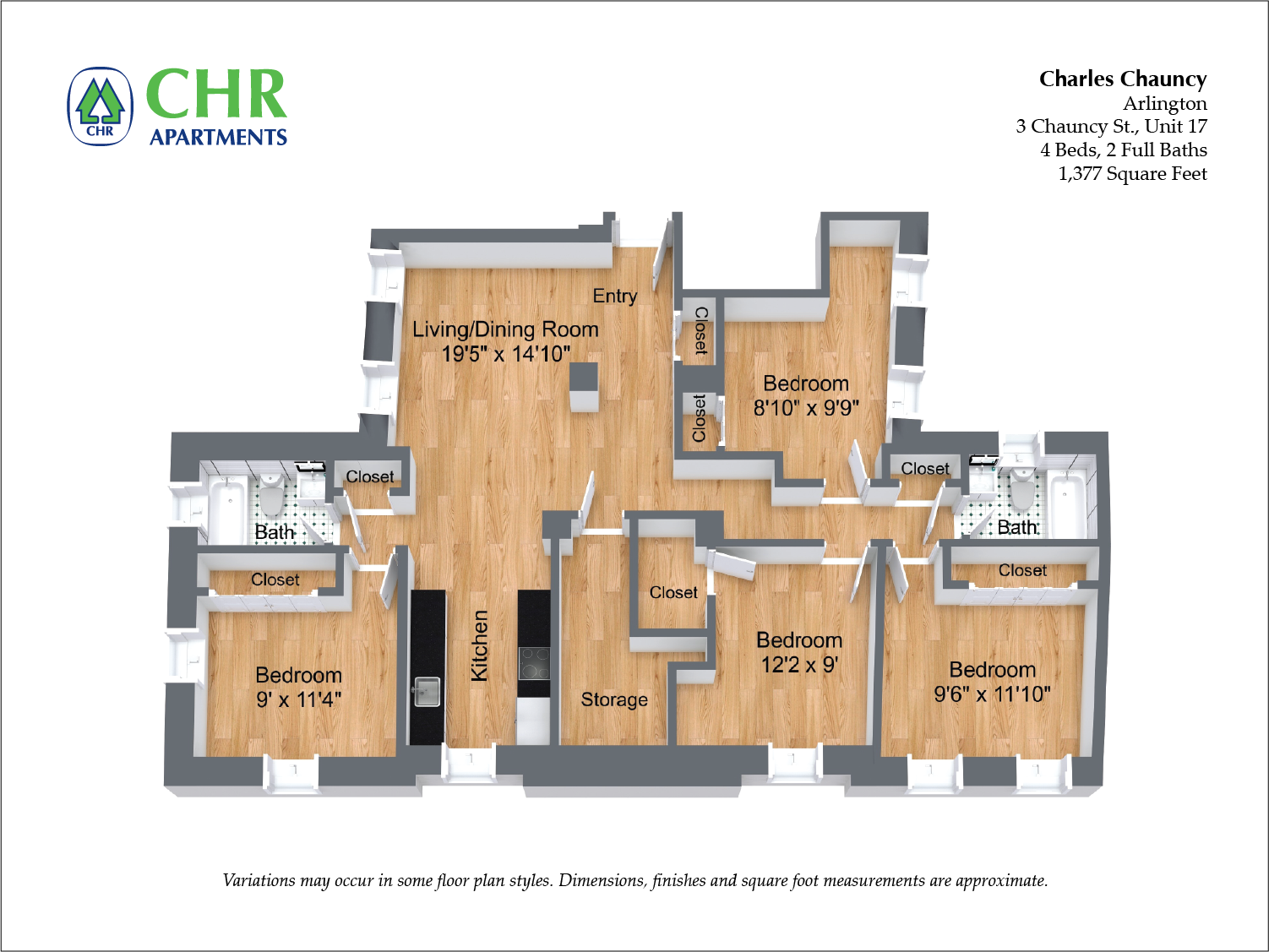 Floor plan Charles Chauncy - 4 Bedroom (Newly Renovated) image 1