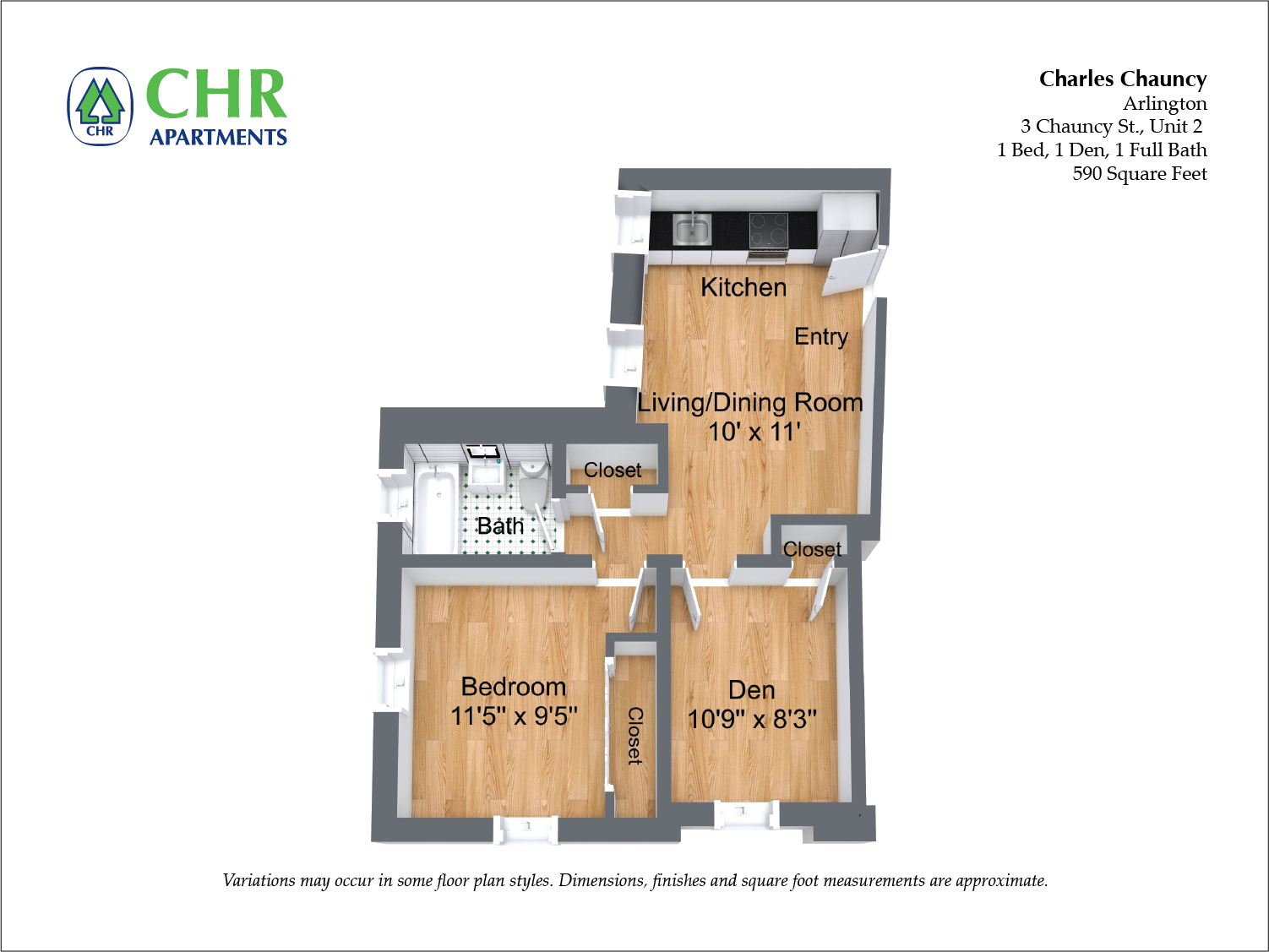 Click to view Charles Chauncy - 2 Bedroom (Newly Renovated) floor plan gallery