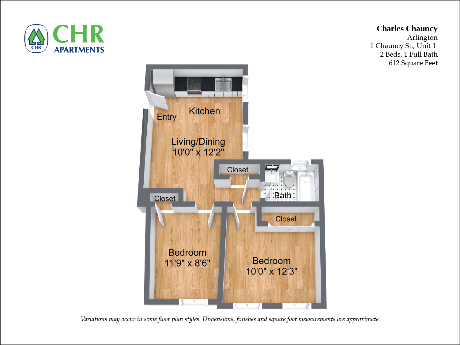 Click to view Floor plan Charles Chauncy - 2 Bedroom (Newly Renovated) image 5