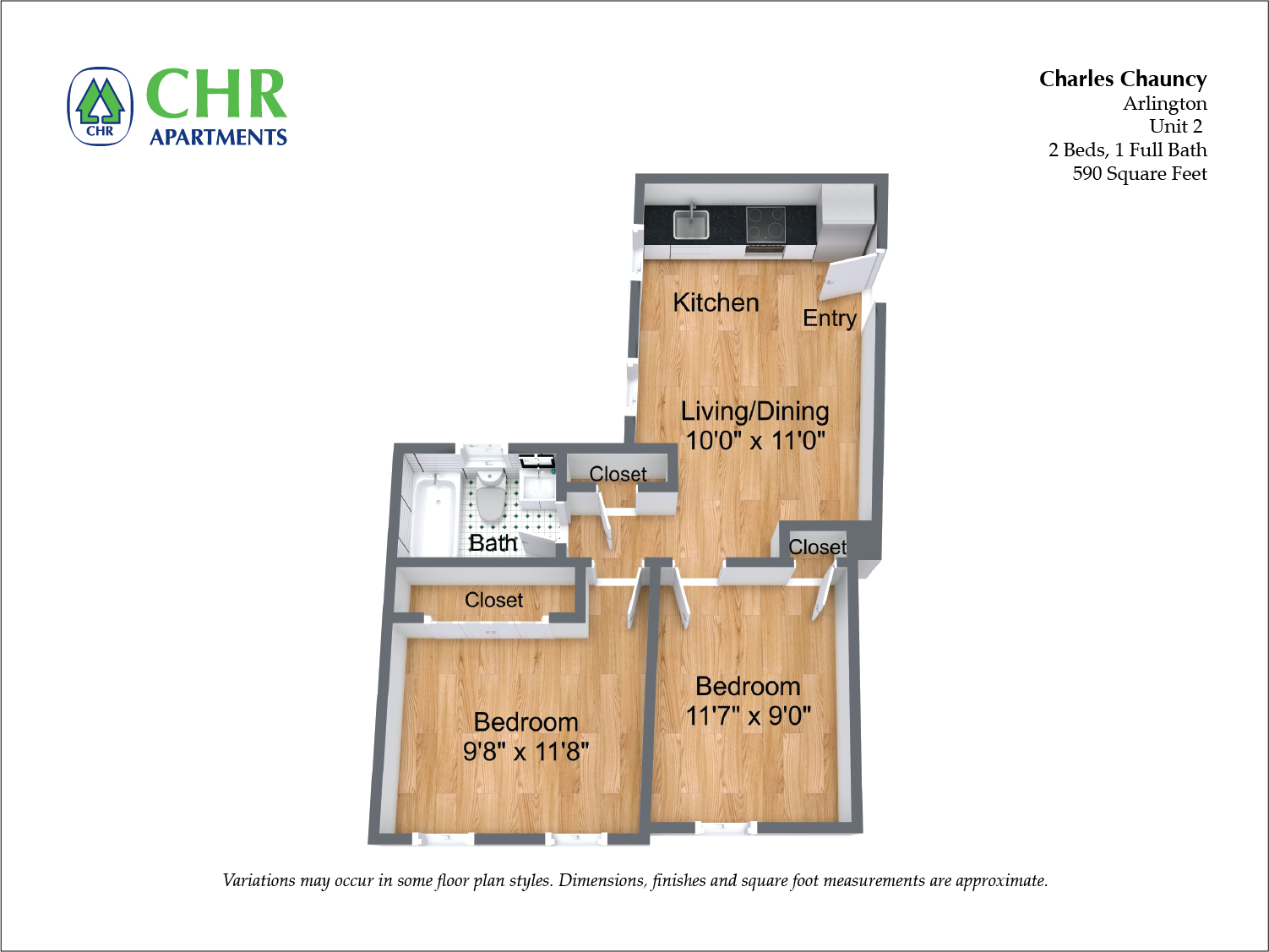 Click to view Floor plan Charles Chauncy - 2 Bedroom (Newly Renovated) image 4