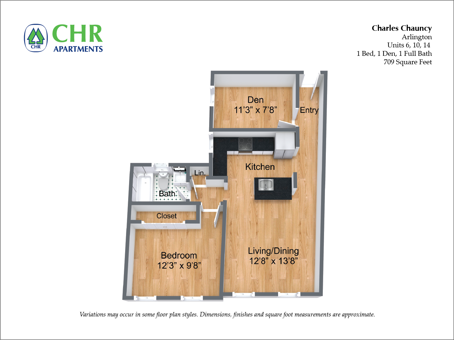 Click to view Floor plan Charles Chauncy - 1 Bedroom (Newly Renovated) image 1