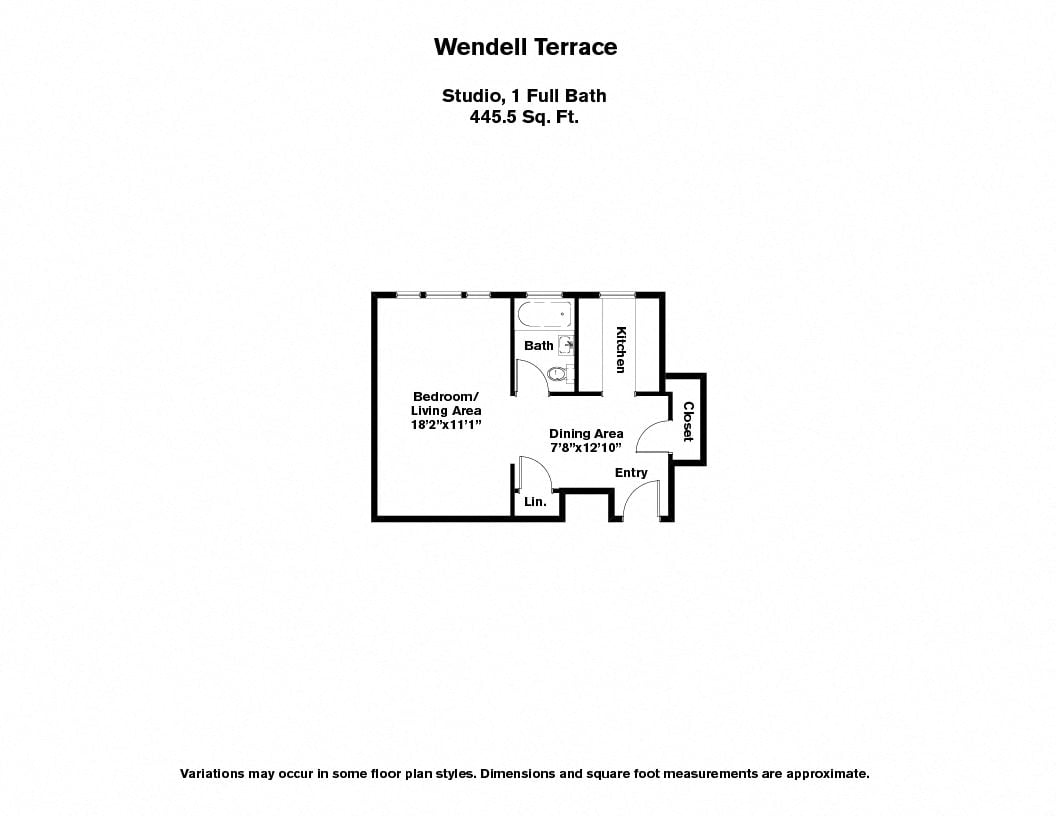 Floor plan Wendell Terrace - Studio image 2
