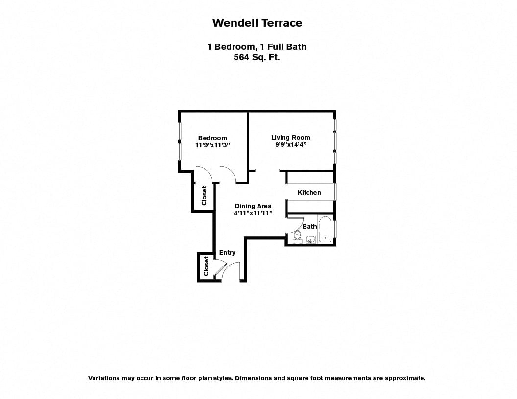 Floor plan Wendell Terrace - 1 Bedroom image 1