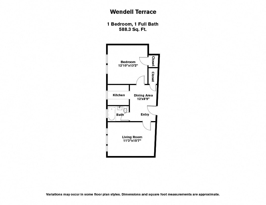 Click to view Floor plan Wendell Terrace - 1 Bedroom image 2
