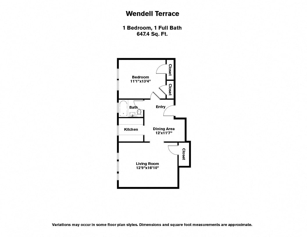 Click to view Floor plan Wendell Terrace - 1 Bedroom image 4