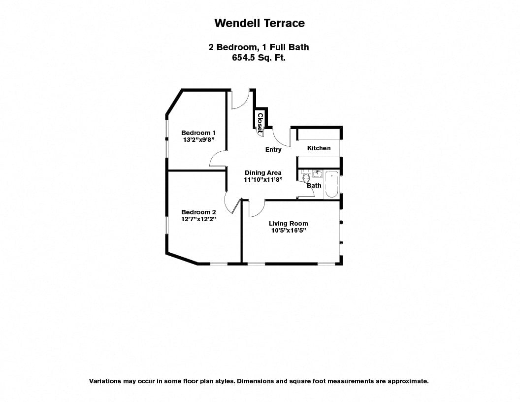 Click to view Floor plan Wendell Terrace - 2 Bedroom image 1