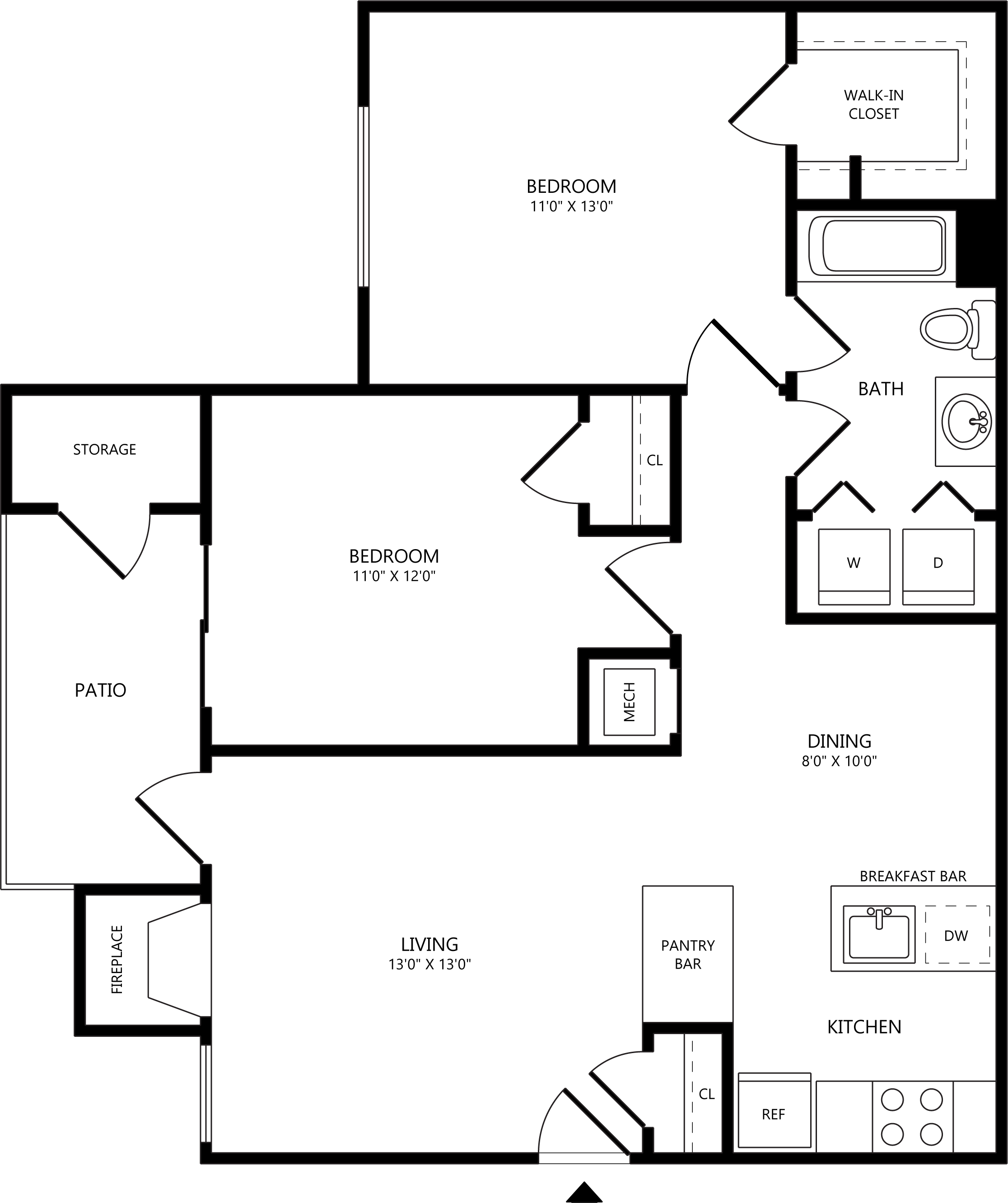 Floorplan for Apartment #14-306, 2 bedroom unit at Halstead Burke