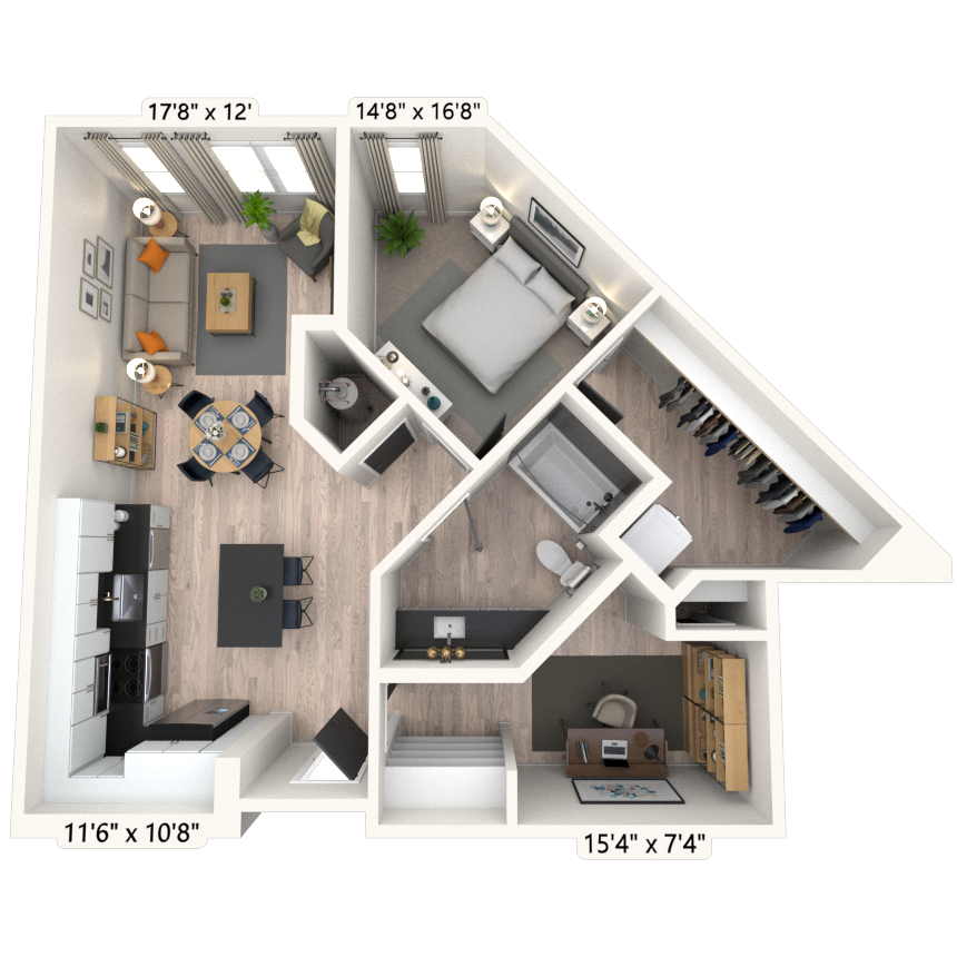 A7 1x1 845 SF-FP floor plan