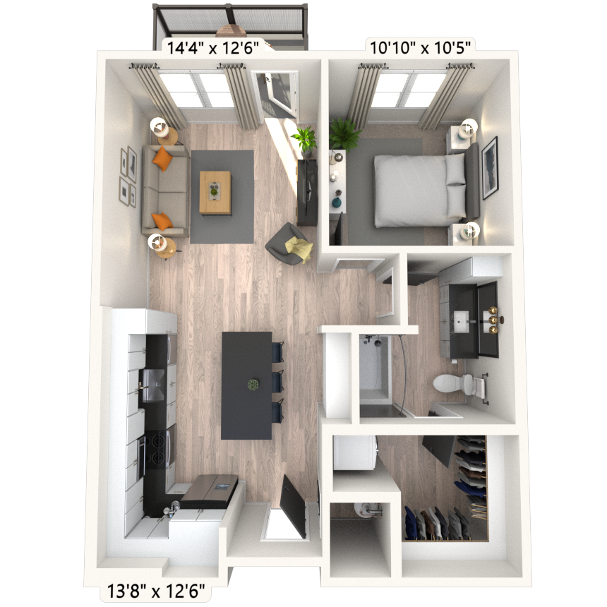 A3 1x1 716 SF-FP floor plan