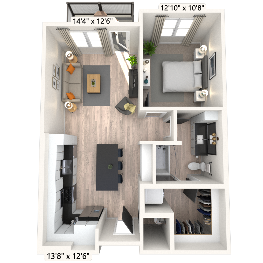 A4 1x1 740 SF-FP floor plan
