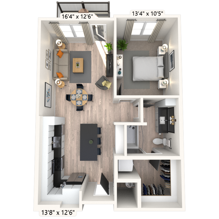 A6 1x1 767 SF-FP floor plan