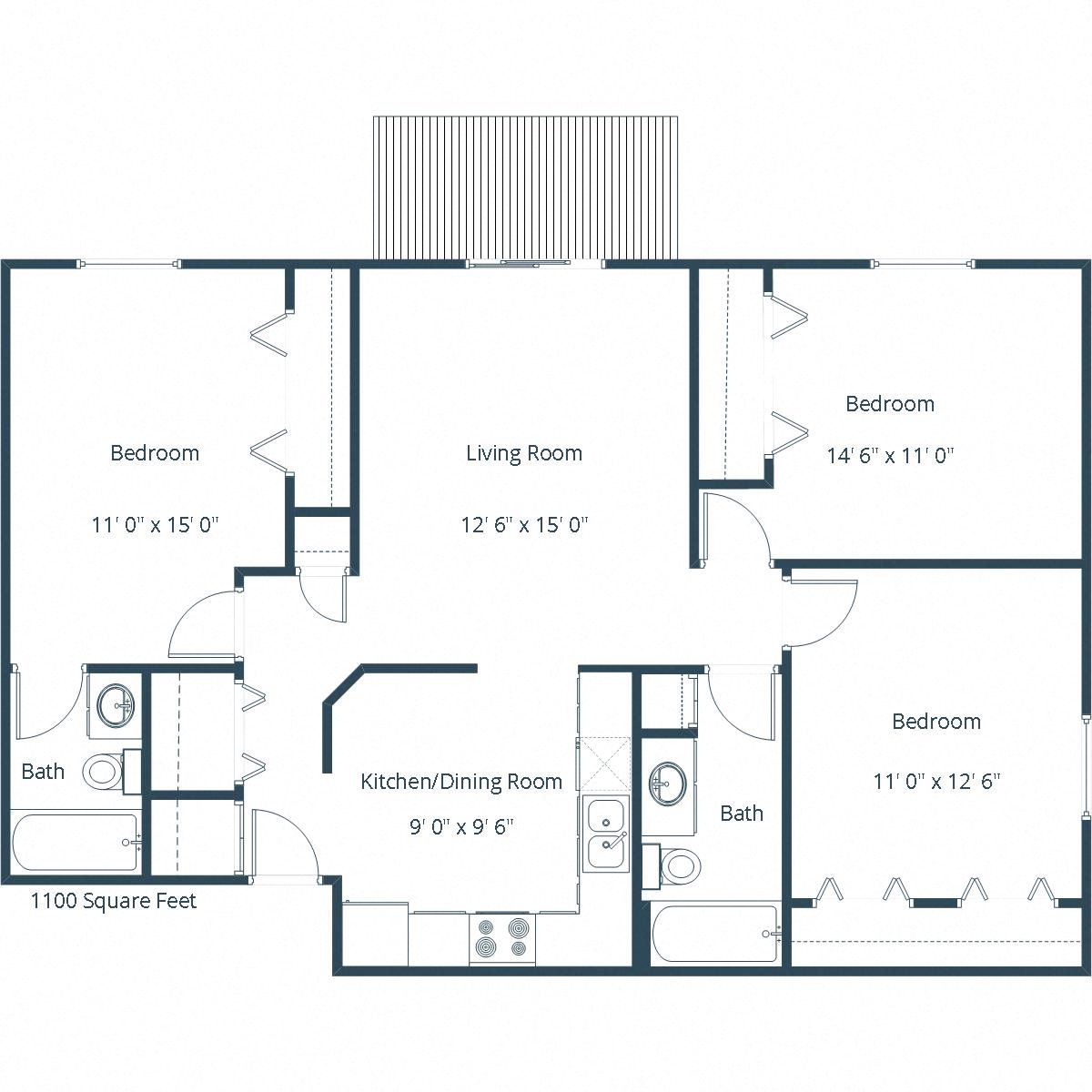 Ashbury Apartments | Three Bedroom Floor Plan Ashbury Apartments | Three Bedroom Floor Plan