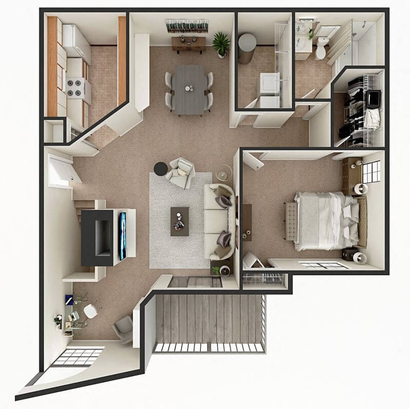 Ashbury C 2nd Floor With Fireplace and Den floor plan