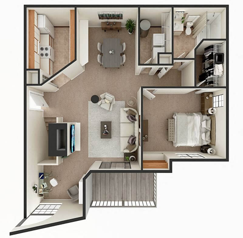 Ashbury D 2nd Floor With Fireplace and Den floor plan