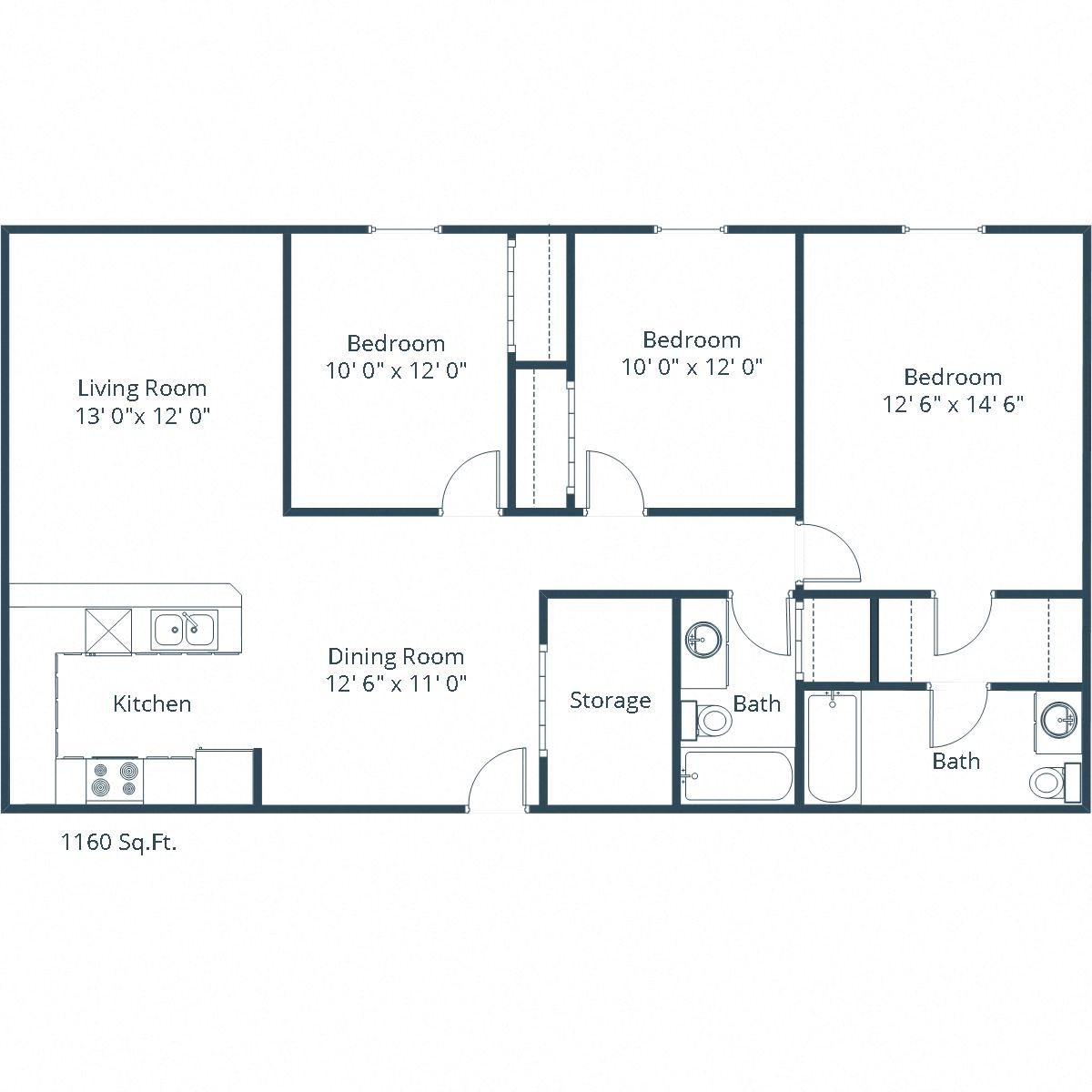 Flickertail Apartments | Three Bedroom Floor Plan Flickertail Apartments | Three Bedroom Floor Plan