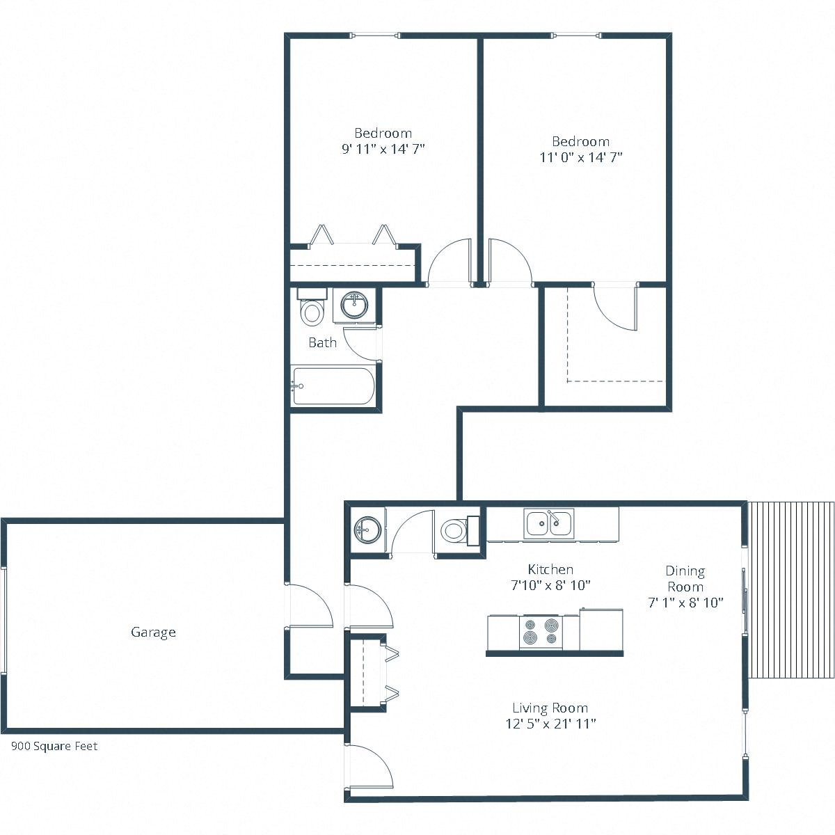 Montreal Courts Townhomes | Two Bedroom Floor Plan D Montreal Courts Townhomes | Two Bedroom Floor Plan D