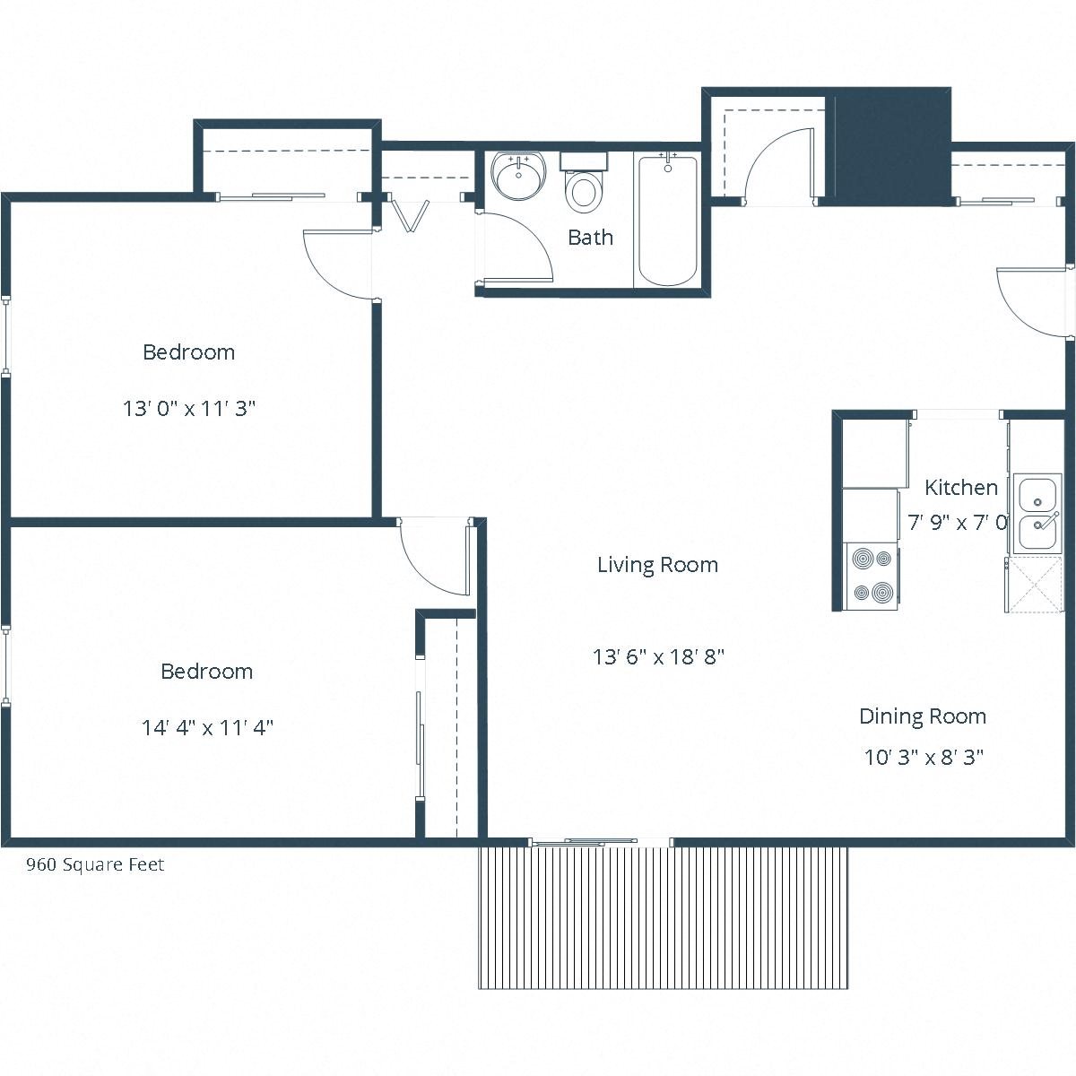 Montreal Courts Apartments | Two Bedroom Floor Plan C Montreal Courts Apartments | Two Bedroom Floor Plan C