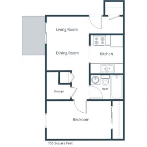 Maple Ridge Apartments | One Bedroom Floor Plan B