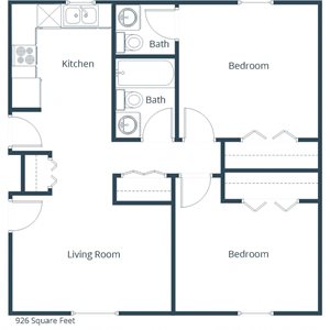 Maple Ridge Apartments | Two Bedroom Floor Plan A