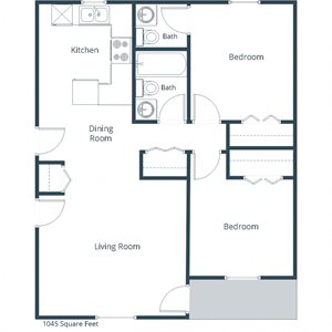 Maple Ridge Apartments | Two Bedroom Floor Plan D