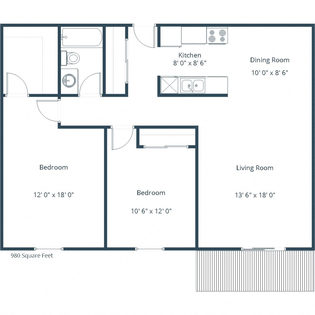 Parkview Estates Apartments | Two Bedroom Floor Plan B Parkview Estates Apartments | Two Bedroom Floor Plan B