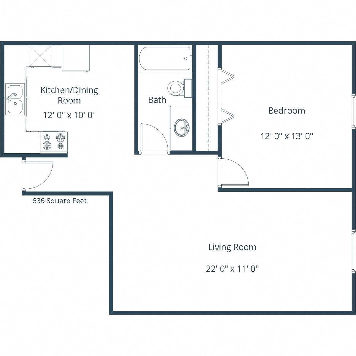 Brentwood II Apartments | One Bedroom Floor Plan Brentwood II Apartments | One Bedroom Floor Plan