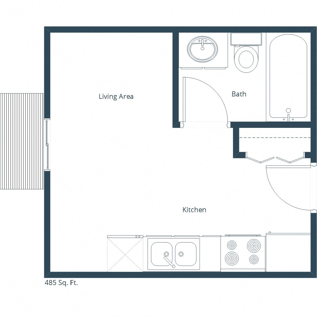 Parkside Apartments | Efficiency Floor Plan Parkside Apartments | Efficiency Floor Plan