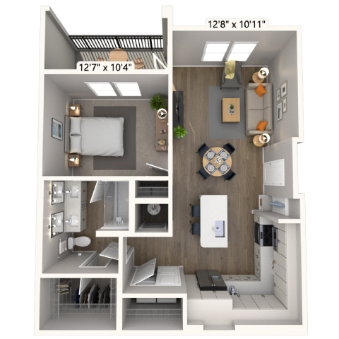 A2 1x1 744 SF-FP floor plan