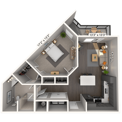 A3 1x1 801 SF-FP floor plan