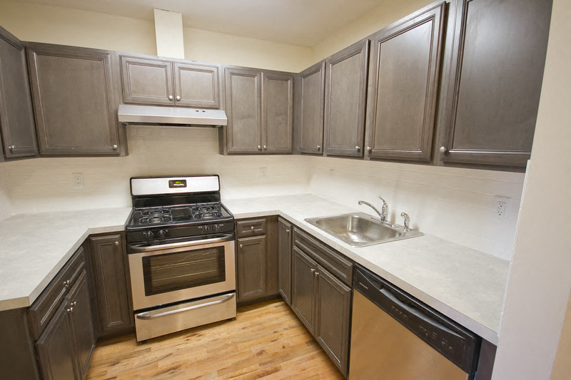 Kitchen with stainless steel appliances