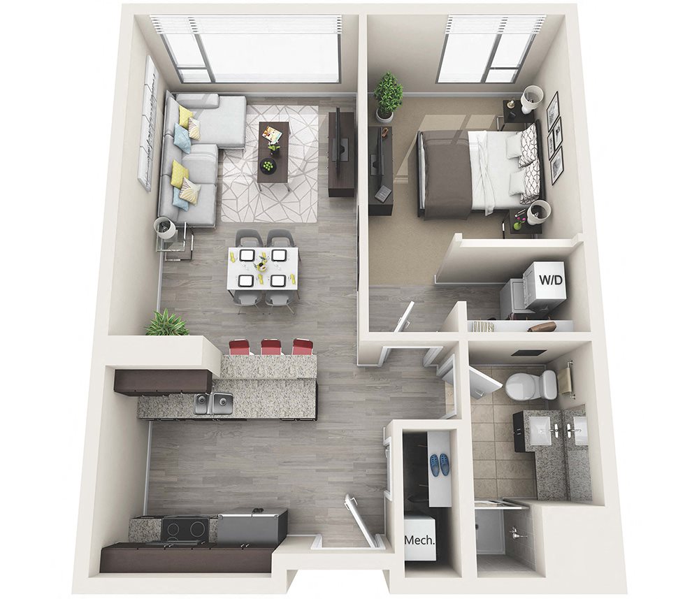 The Mercury Innova Standard One Bedroom Floor Plan
