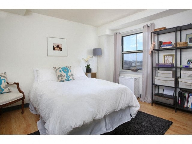 Photo of a model apartment bedroom.