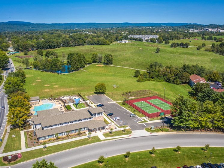 Aerial View of Property and Scenery at Foxridge Apartment Homes, Blacksburg, VA