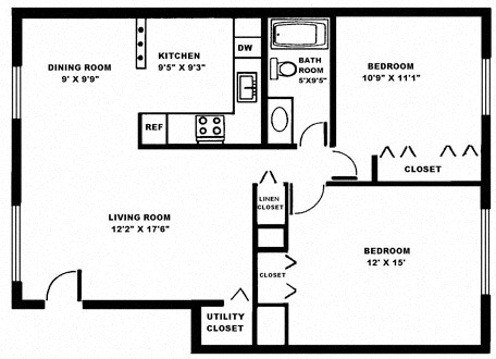 2 Bedroom Floor Plan at Kensington Gate Apartments, Maryland, 21234